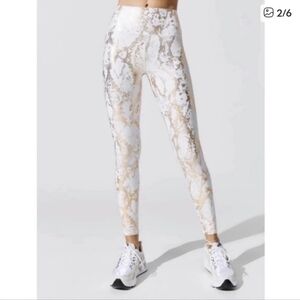 NWT --- Carbon38 White and Gold Snakeskin Leggings